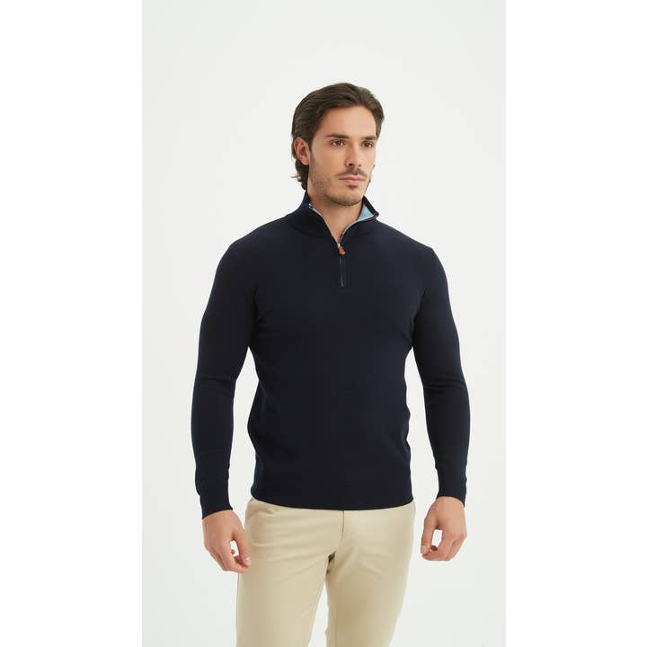 "CASHMERE TOUCH" trucker collar navy for wholesale by Yves Enzo