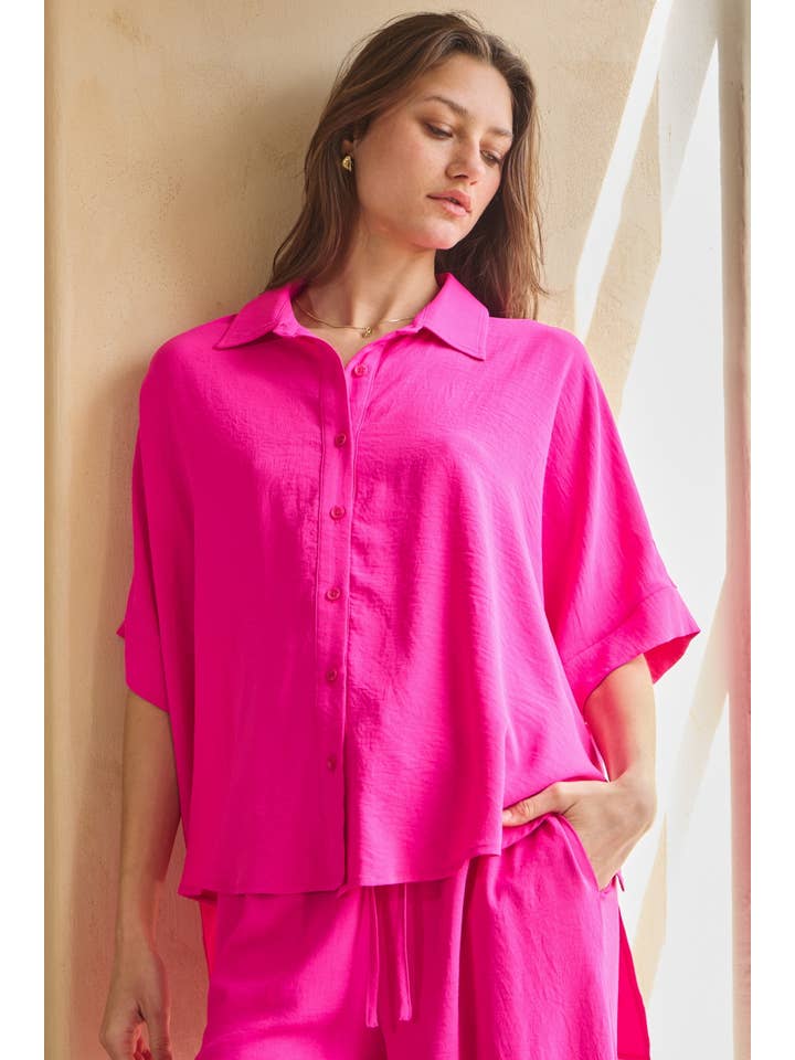 Oddi - Wholesale Top & Pant Set (NOT Loungewear) - Women's - Solid Airflow Shirt & Wide Leg Pants Set4