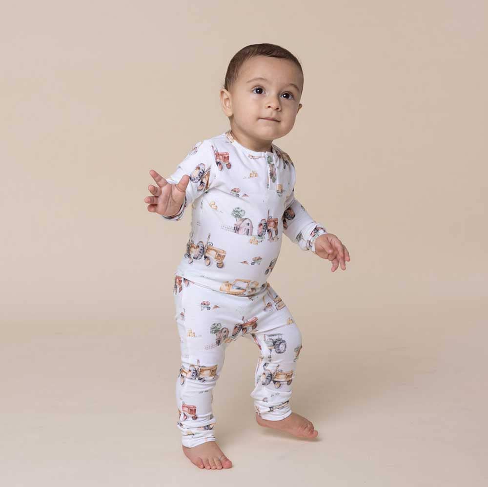 Snuggle Hunny – wholesale Byxdress - Baby – Grävmaskiner & Traktorer Ekologisk Growsuit8