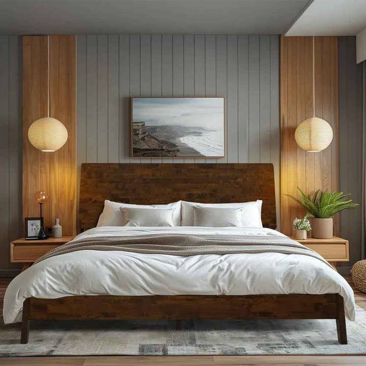 Megsu - Wholesale Bed - Acacia Serenity Deluxe Wood Platform Bed Frame - Elegant and Durable Design1