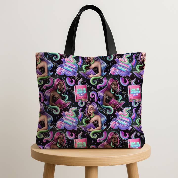 Monster F**K Lover Book Reader Romance Large Zipper Tote Bag for wholesale by The Geek Boutique