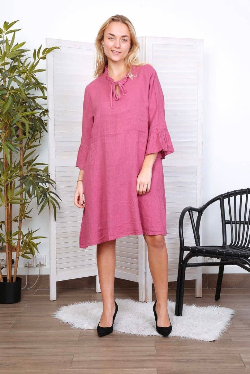 LÉA & LUC - Wholesale Dress - Women's - Short dress in 100% linen REF.134442