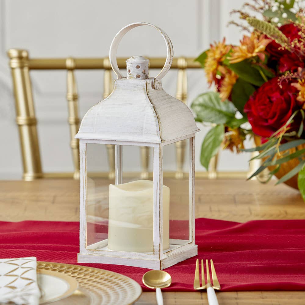 Kate Aspen – wholesale Lantern – LED Vintage Decorative White Lantern - Marrakesh (Set of 2)4