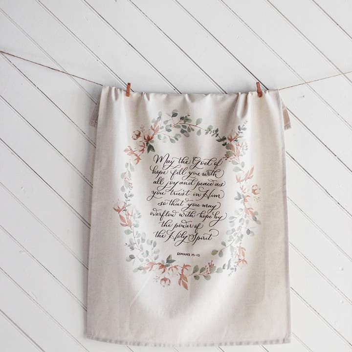 DWELL Home Shoppe - Wholesale Tea Towel - Romans 15 Full Hanging Kitchen Towel