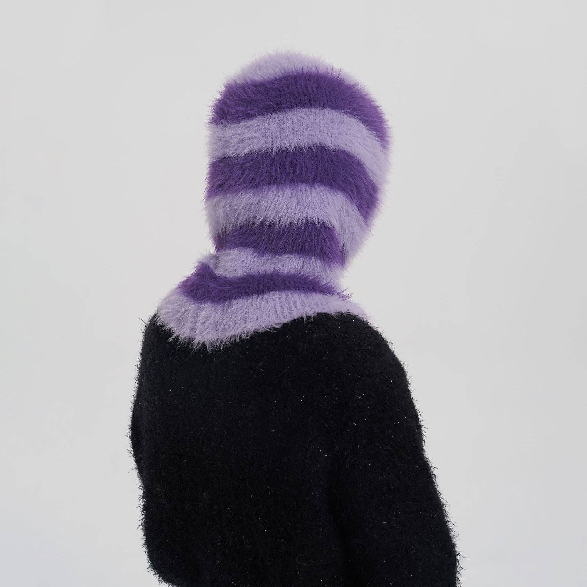 Dipped Shop – Engroshandel Beanie - Dame – Stribet farveblok pulloverhattørklæde DPS16153