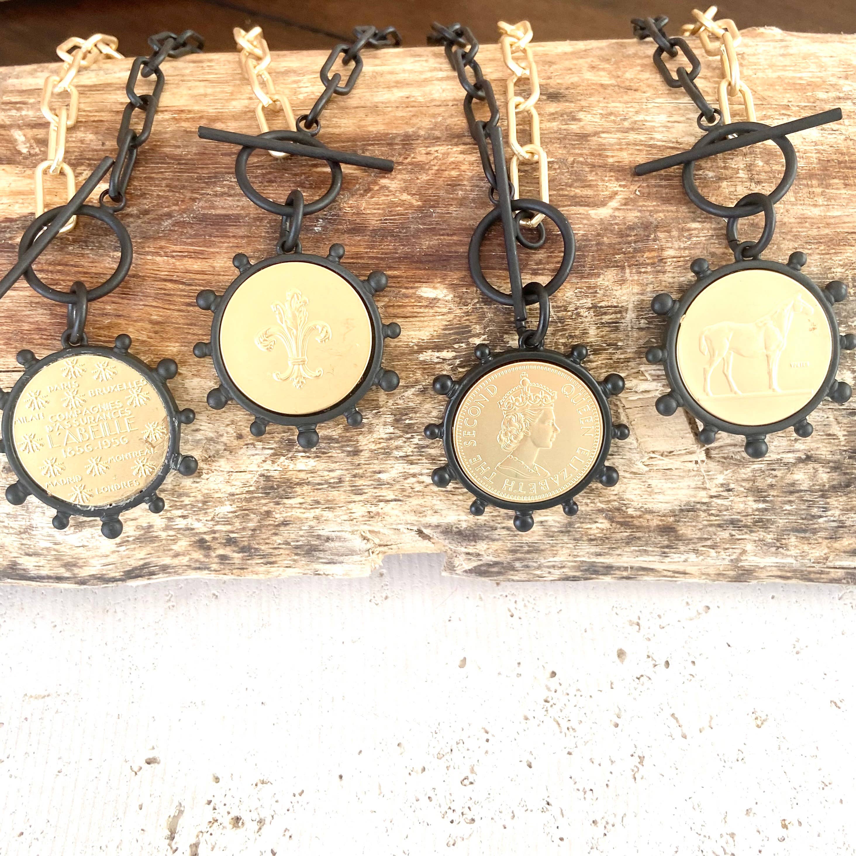 VB&CO Designs Handmade Jewelry - Wholesale Pendant/Charm Necklace - Mixed metal bee queen fleur de lis horse coin jewelry5