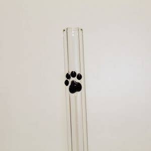 Paw Print Glass Straw med rengöringsborste för wholesale av DrinkingStraws.Glass LLC