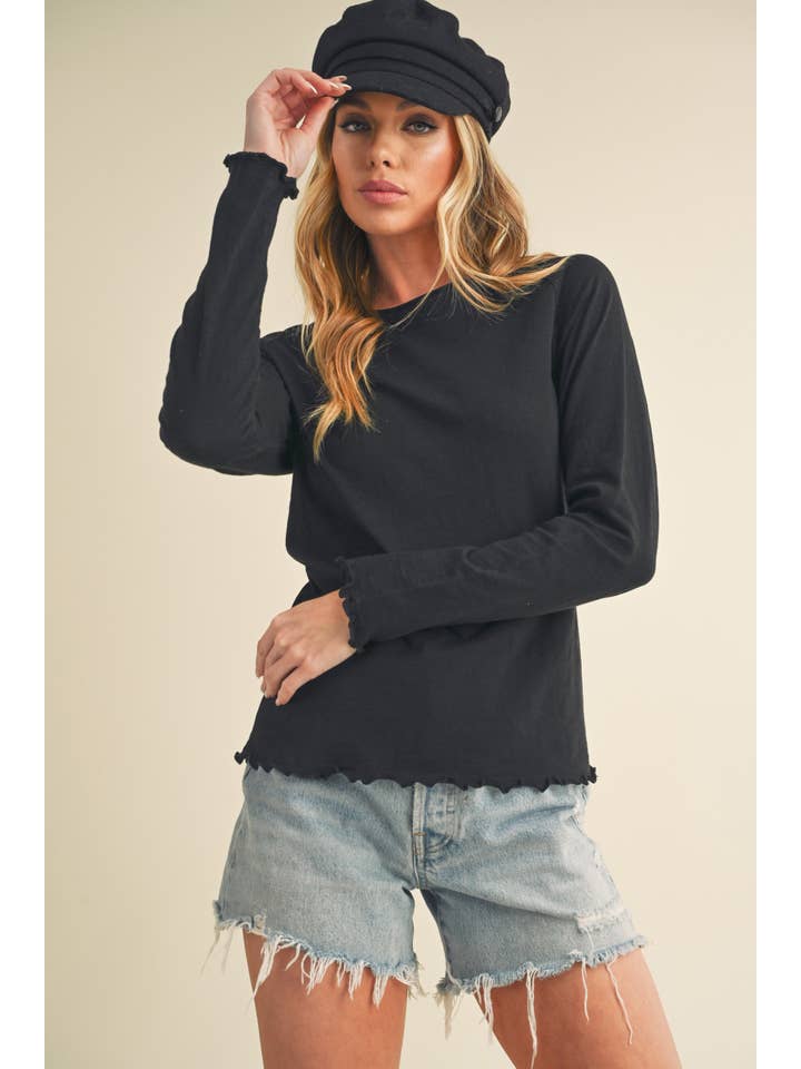 AEMI + CO - Wholesale T-Shirt - Women's - 8288DN Gwen Baby Long Sleeve Top