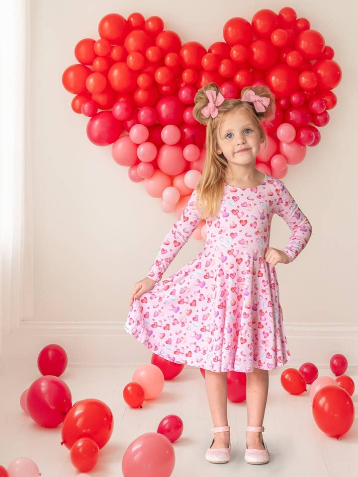 Twinflower Creations - Wholesale Dress - Kids - Sweethearts Bamboo Twirl Dress
