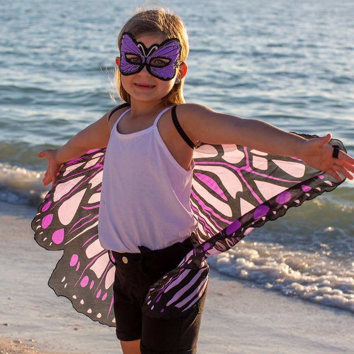 Purple Burst Butterfly Wings + Mask (Kids Cape Costume Set) for wholesale by DREAMY DRESS-UPS®