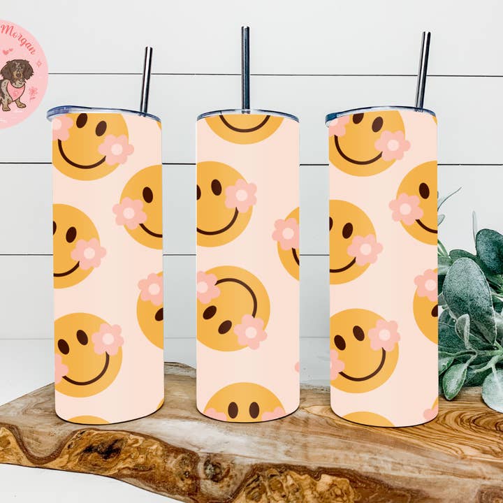 Smiley Face Tumbler for wholesale by Designs By Morgan AZ LLC