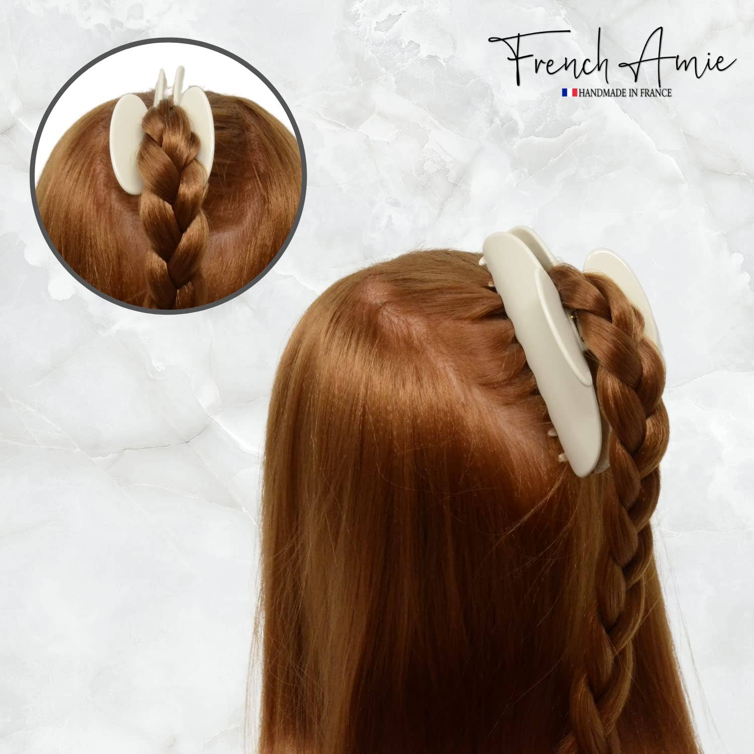 Parcelona - Wholesale Hair Clip - Women's - French Amie Thin Oval Large 4 1/4” Handmade Celluloid Jaw Hair Claw for Women47