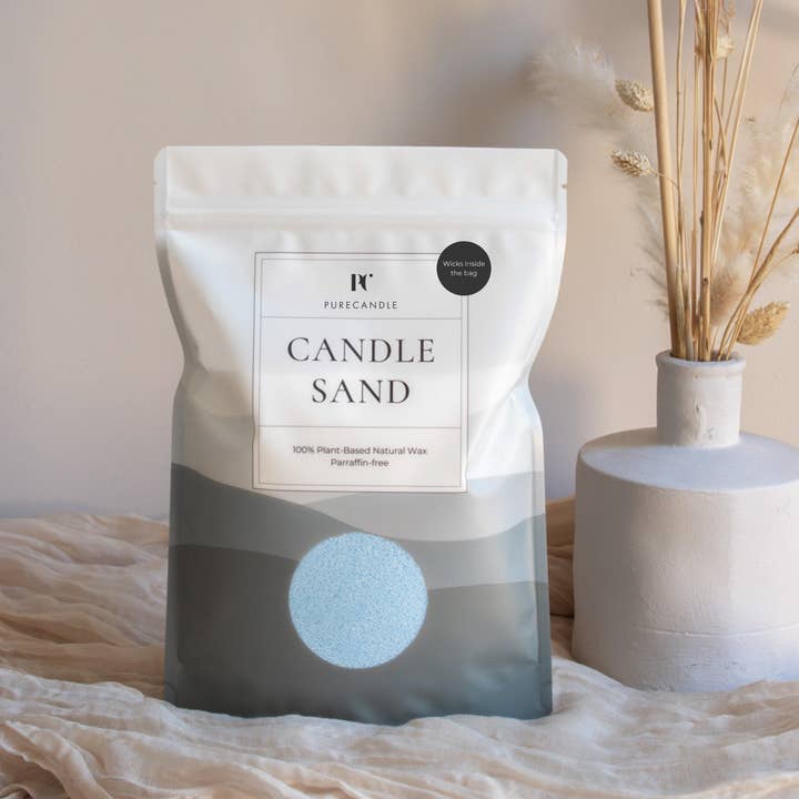 Himmelblaues Kerzensand mit Dochten für den Großhandel von PureWorld