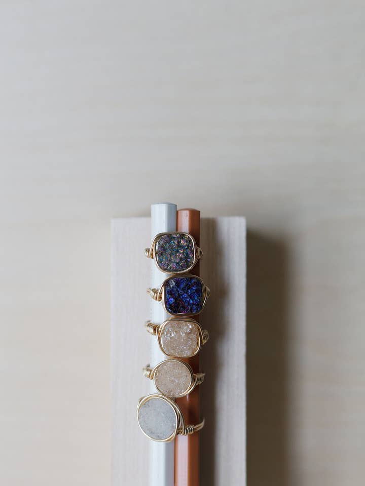 Druzy Ring, gefüllt mit 14 Karat Gold für den Großhandel von Georgia Marie Designs