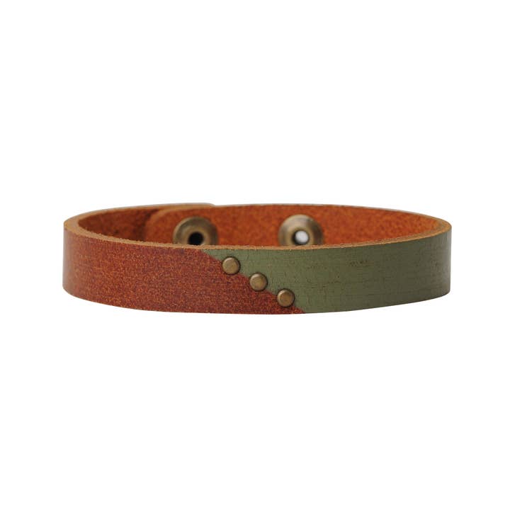 Two Tone Leather Bracelet for wholesale by Most Wanted USA