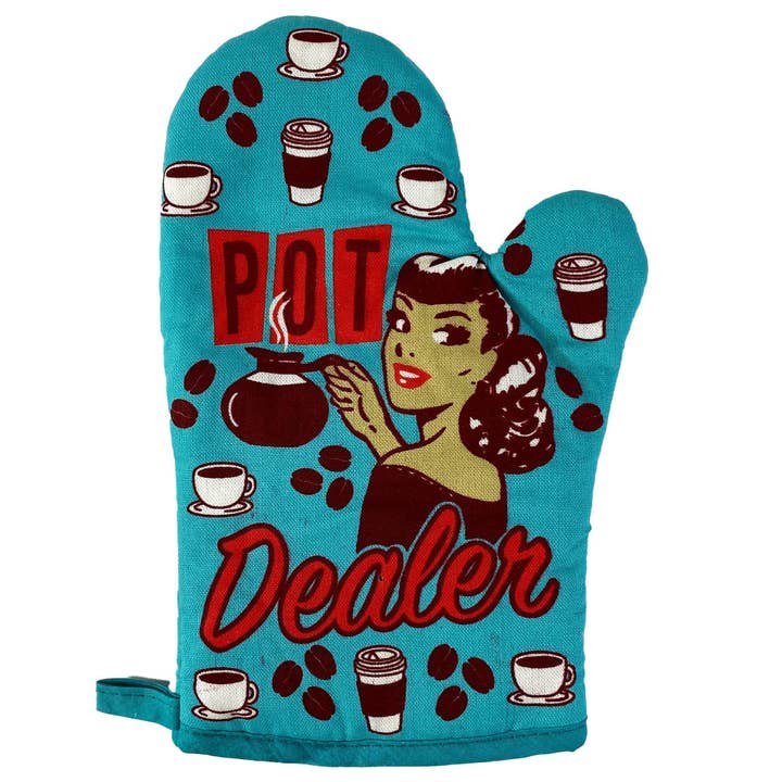 Blue Pot Dealer Oven Mitt Funny Pot 420 Weed Marijuana CBD Gag for wholesale on Faire1