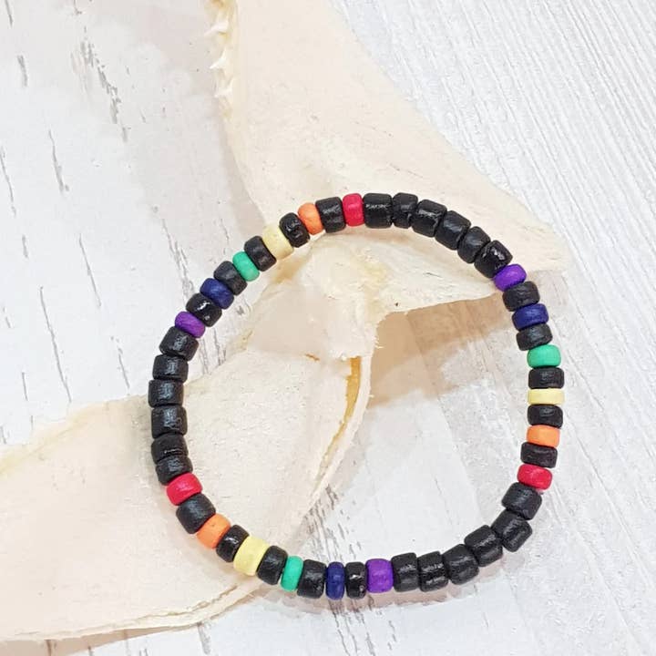 Pride Collection armband met 5mm houten kralen, elastisch / B voor wholesale door Gloria-Maris