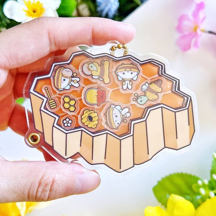 Llavero Shaker en forma de panal (recargable) con bolsa ciega para venta al por mayor de SumLilThings