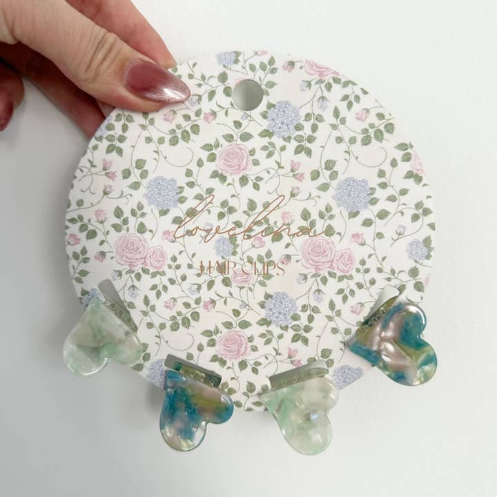 Marbled Heart Mini Hair Claw Clips - DOLCE-BOARD-MELON for wholesale by LoveLina