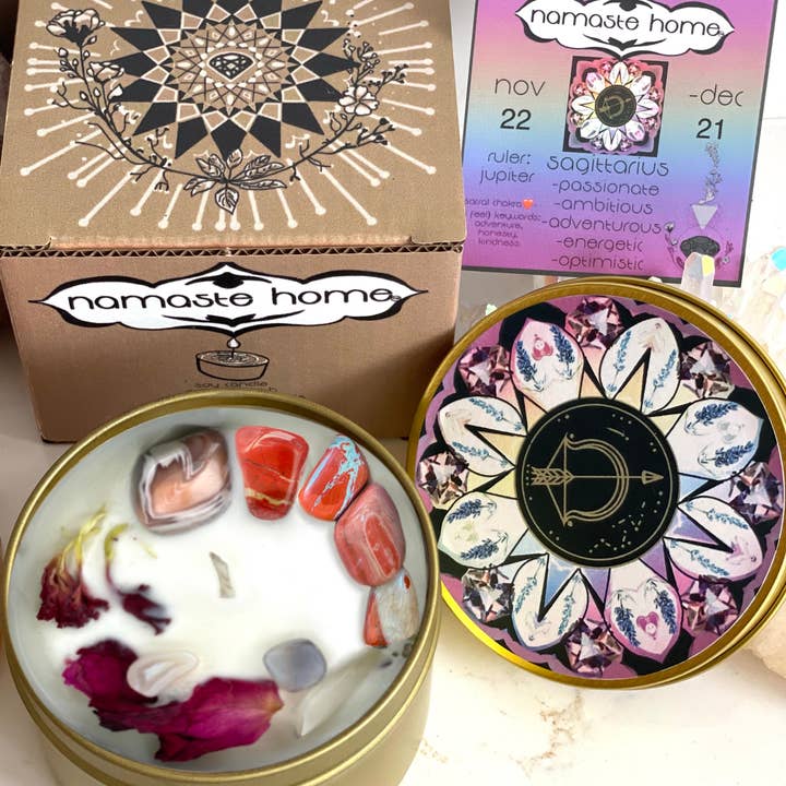 Namaste Home - Wholesale Travel Candles - 12 Pack of Zodiac Candles, 1 of Each Sign, Crystal Candles