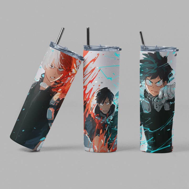 Gobelet MHA - Trio rouge/bleu inspiré de l'anime pour la vente par The Geek Boutique