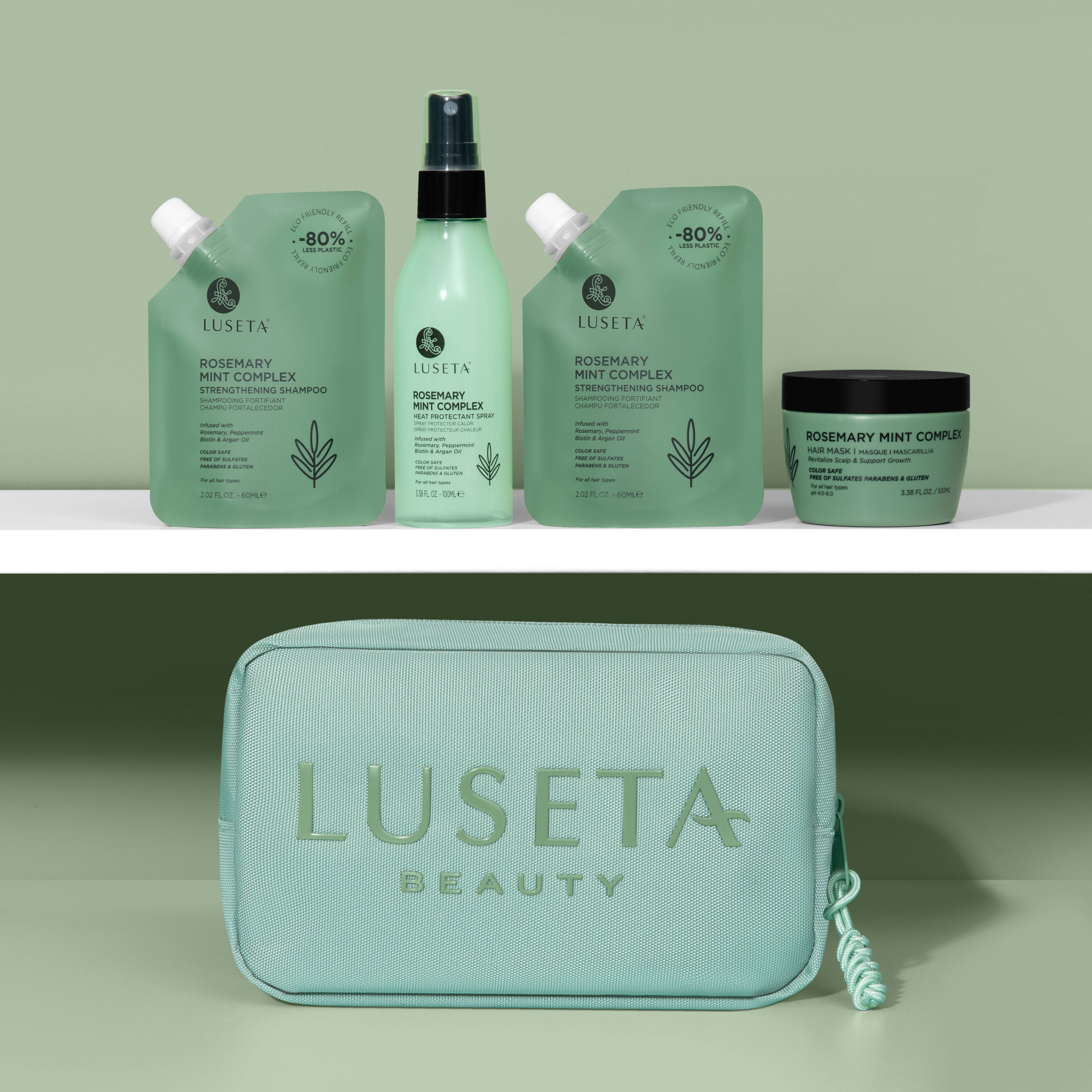 Luseta Beauty - Vente Ensemble de soins pour cheveux - Kit rafraîchissant pour cheveux Rosemary Mint Jet Set2