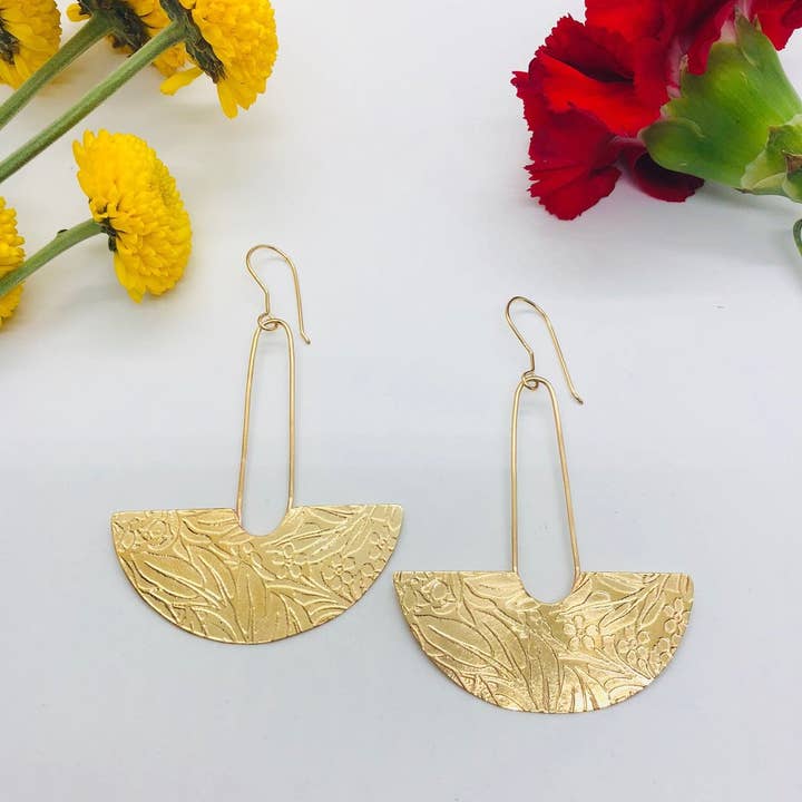 Spring Blossom Earrings in Brass for wholesale by Hana Moriah