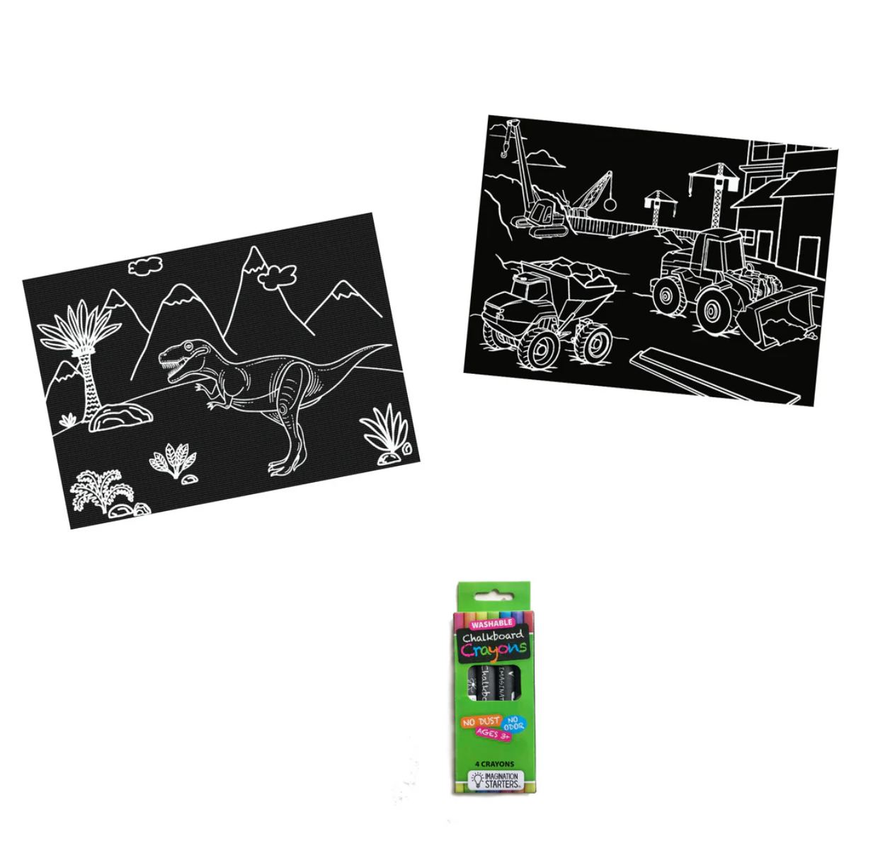 Baby Republic - Wholesale Coloring & Activity Book - Kids & Baby - Imagination Starters® Chalkboard MiniMats Colouring Set - Dinosaur & Construction5