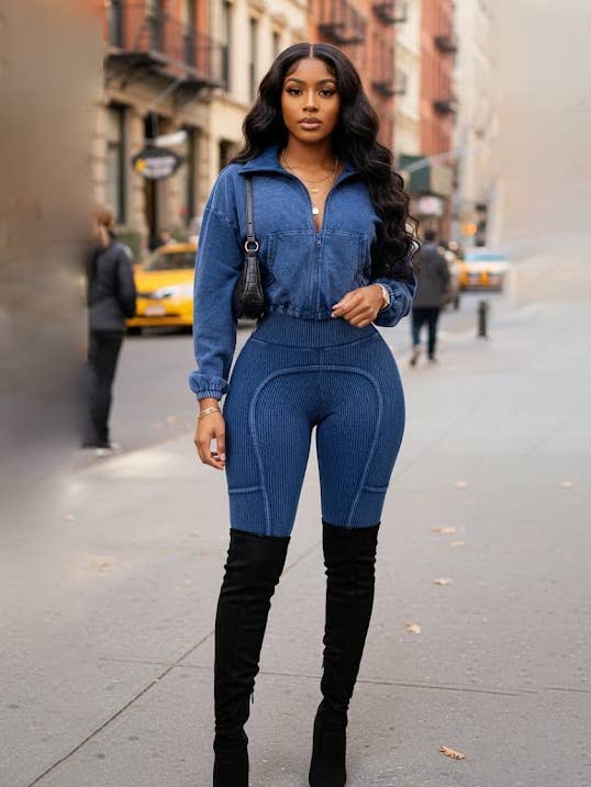 ENSEMBLE VESTE ET LEGGING AVEC ARRÊT LATÉRAL LAVAGE MINÉRAL pour la vente par Dalia Studio