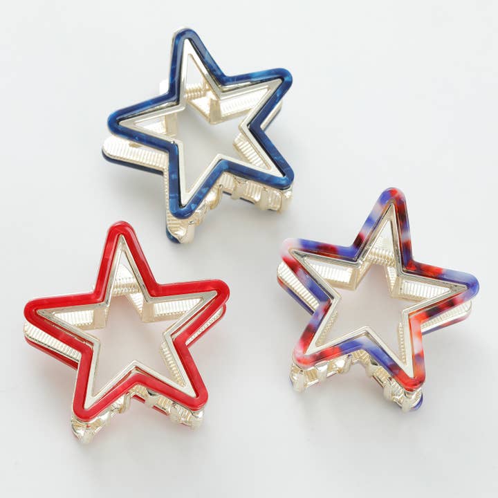 Americana Star Metal Claw Clip - Small for wholesale by Adorro