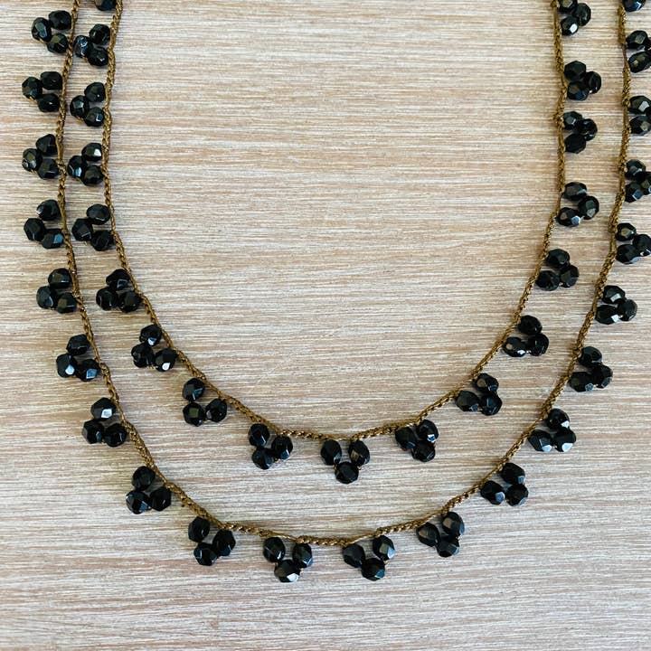 Twist Style - Vente Collier de perles - Collier Gouttelette Cristal Noir