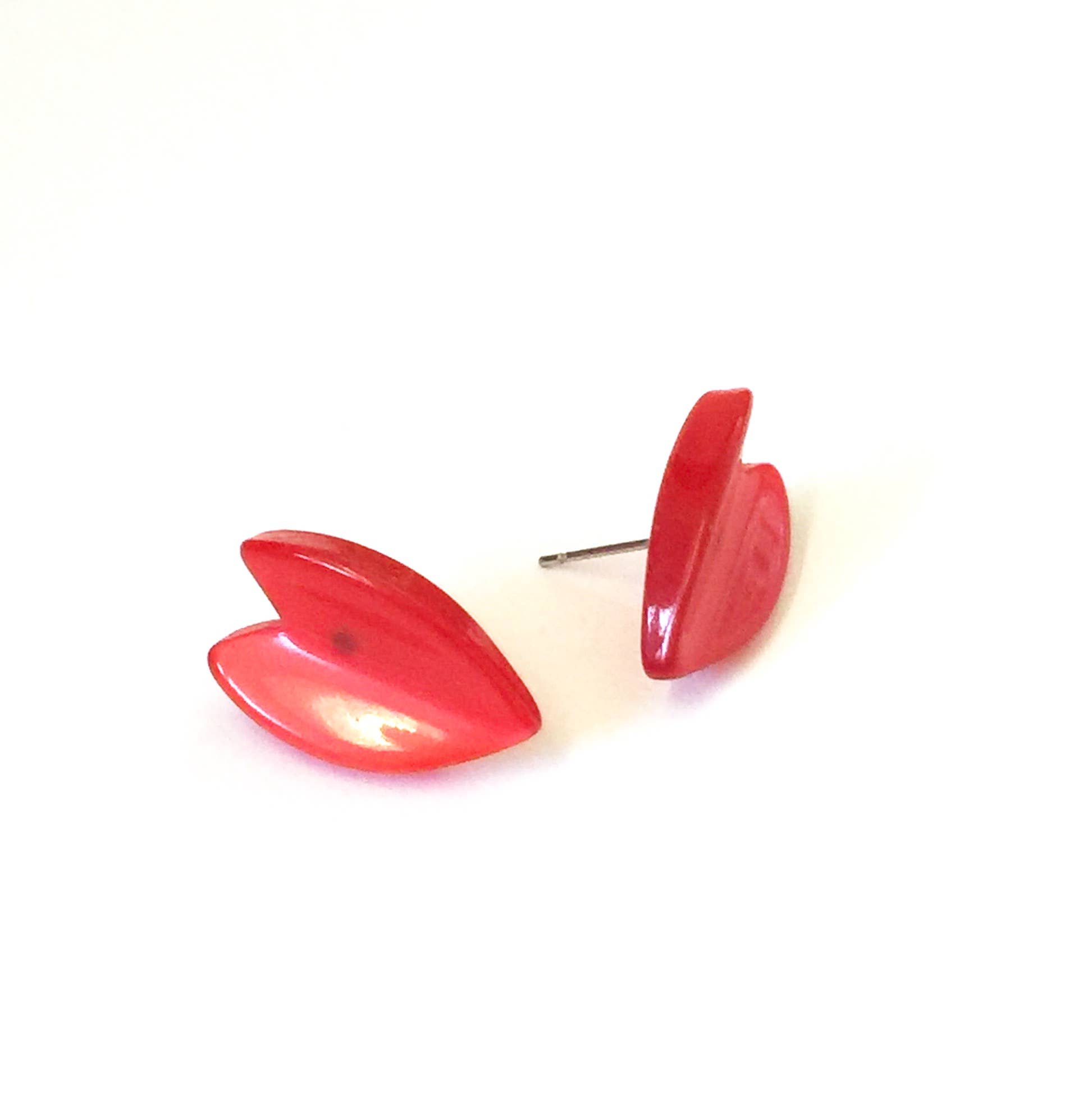 Leetie Lovendale - Wholesale Stud/Post Earrings - Red Moonglow Ivy Leaf Stud Earrings3
