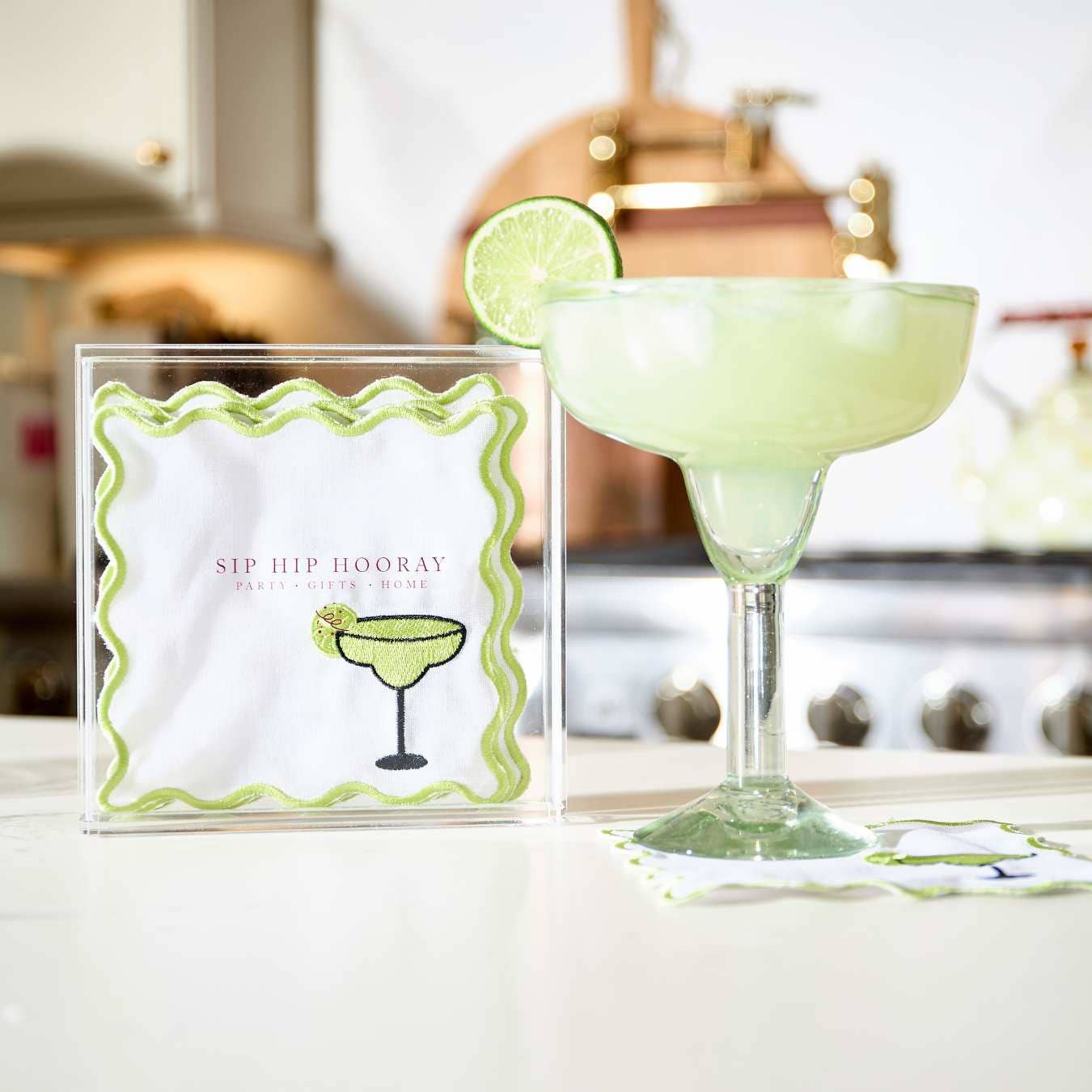 Sip Hip Hooray - Wholesale Dinner & Cloth Napkin - Embroidered Cocktail Napkins with Reusable Acrylic Box 3