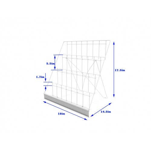 FIXTUREDISPLAYS - Vendita all'ingrosso Vetrina/espositore per rivenditori - Espositore a 4 livelli in filo metallico per brochure, riviste, libri, da tavolo 119362-BIANCO4