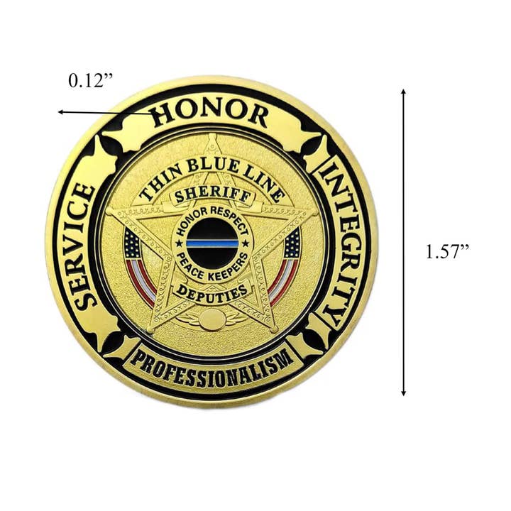Blinkee.com, LLC - Wholesale Keepsake Coin/Token - Sheriff Thin Blue Line Prayer Challenge Coin Gold Plated1