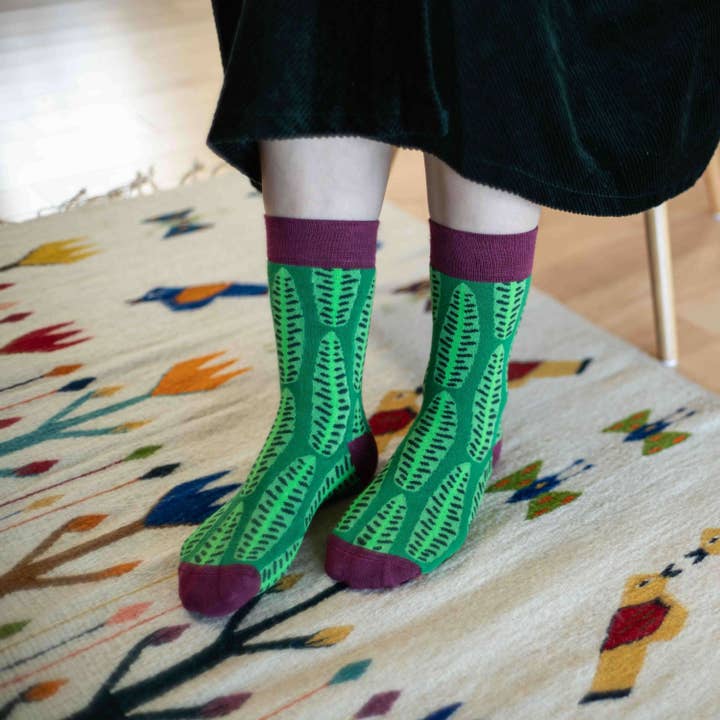 Arte Do Pé - Wholesale Socks - Unisex - Green Leaves Premium Artist Socks4