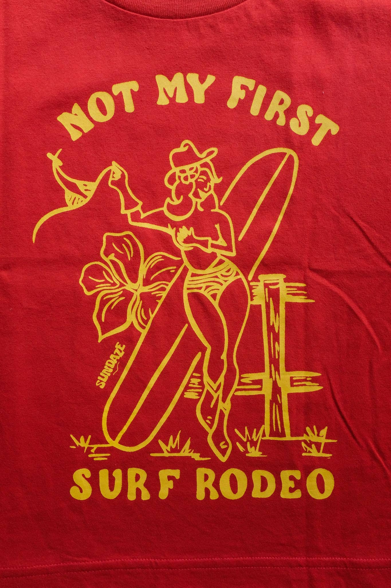REMOVED BRAND - Wholesale Screen Printed T-Shirt - Women's - Surf Rodeo Baby Tee - Red1