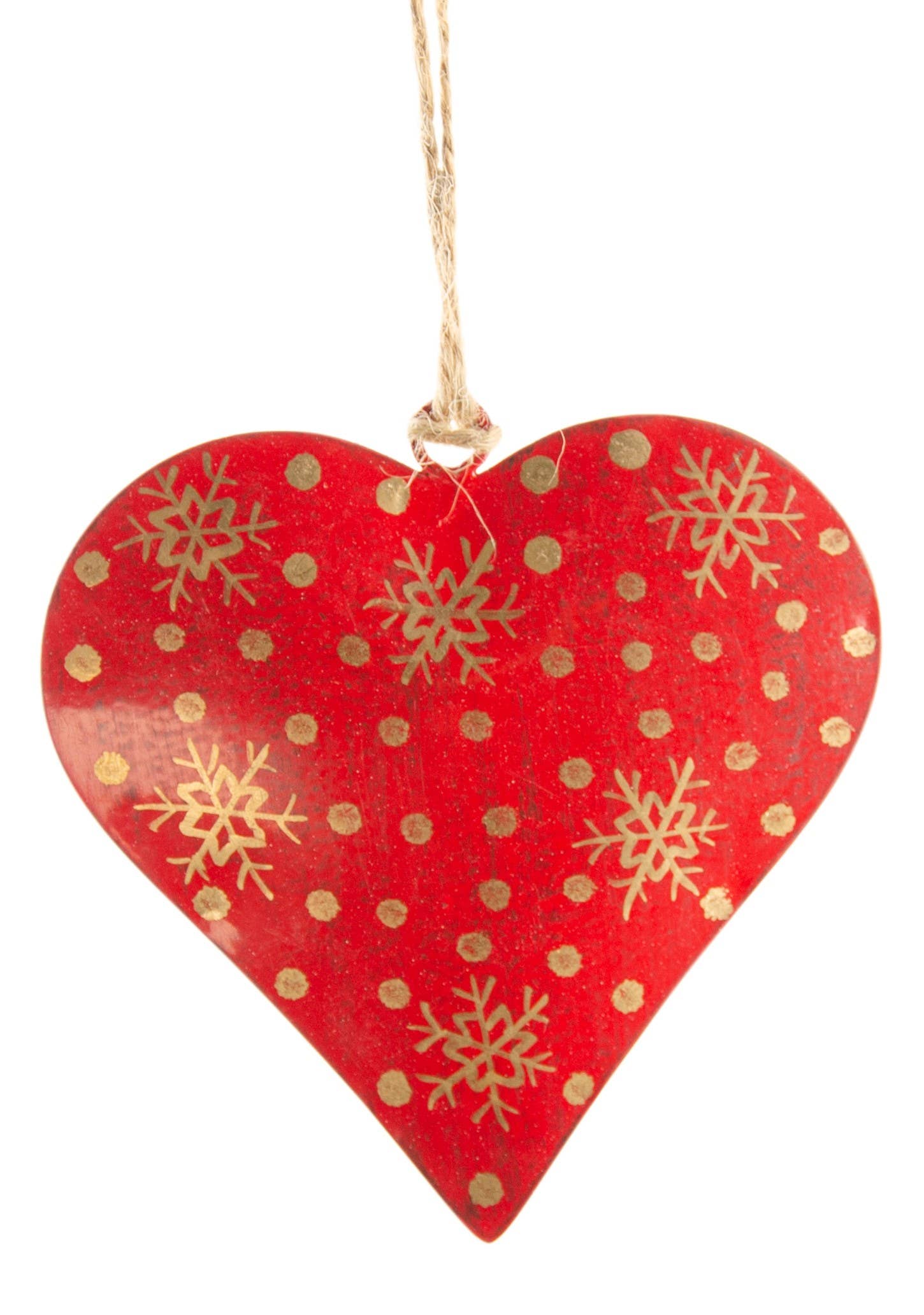 Namaste - Wholesale Christmas Decoration - Red Heart With Gold Snowflake Decoration