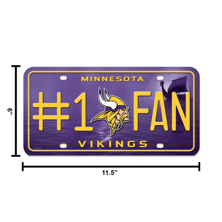 Rico Industries - Wholesale Car Decorative Charm - Unisex - NFL Football Minnesota Vikings #1 Fan Metal Auto Tag5