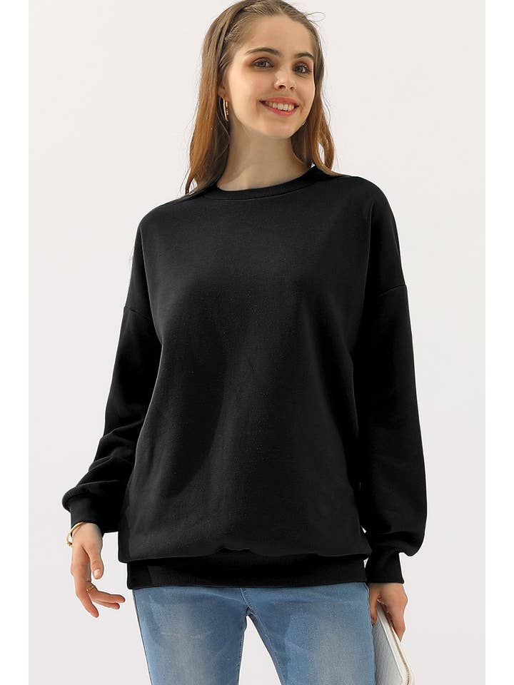 NINEXIS - Wholesale Sweatshirt - Women's - CWTTL902_CREW NECK LONG SLEEVE PULLOVER SWEATSHIRT TOPS