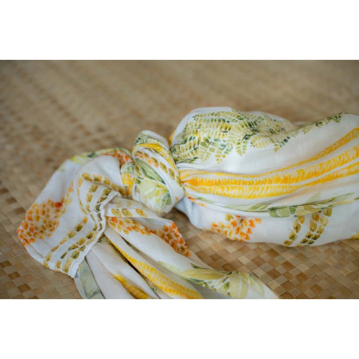 The Keiki Dept - Wholesale Swaddle - Baby - Lei Alaula Kula Kapa Moe - Hawaiian Bamboo Swaddle2