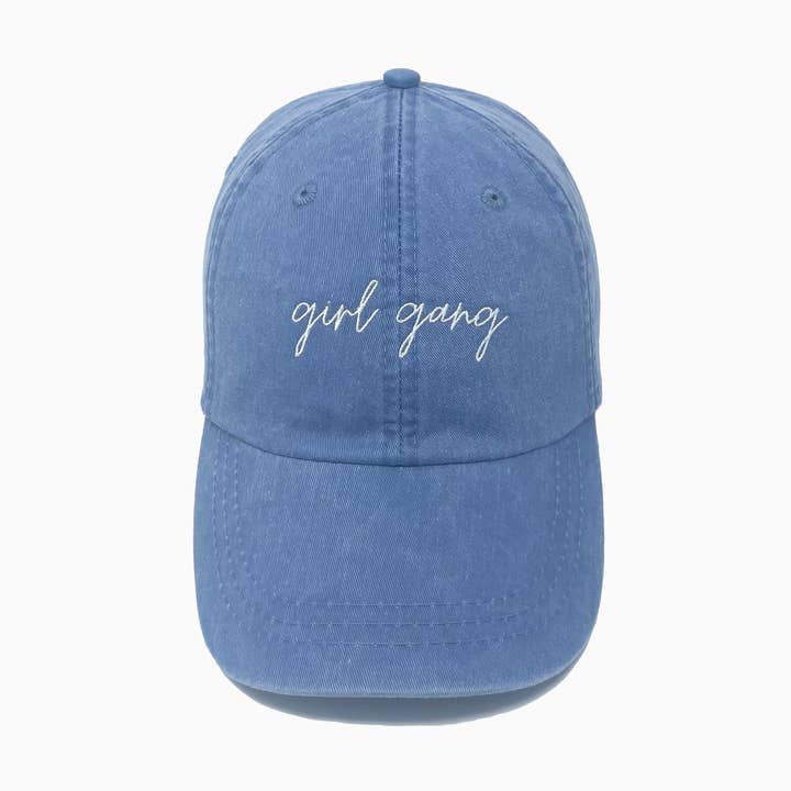 Casquette de baseball teintée aux pigments brodée Girl Gang pour la vente par jnh+design