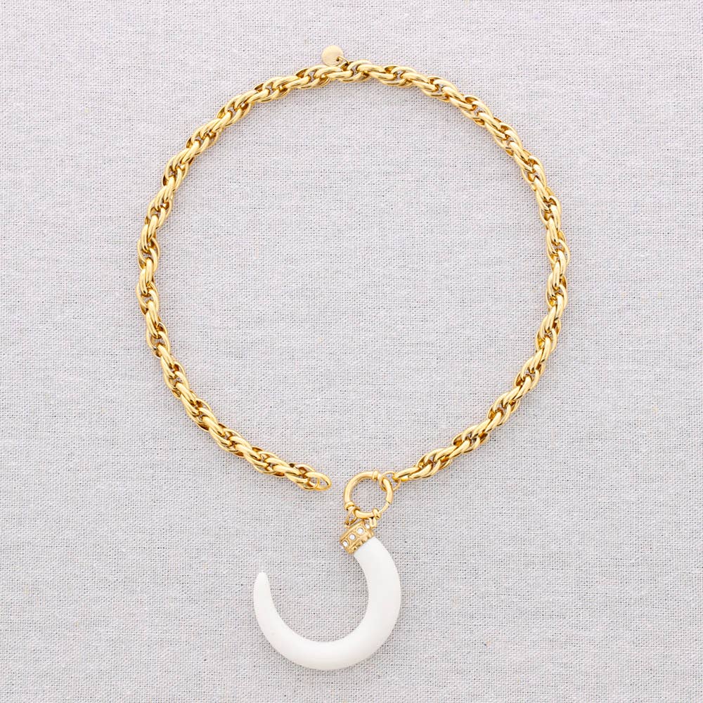 Leere Halskette mit Harz-Horn und Stahl für den Großhandel auf Faire0