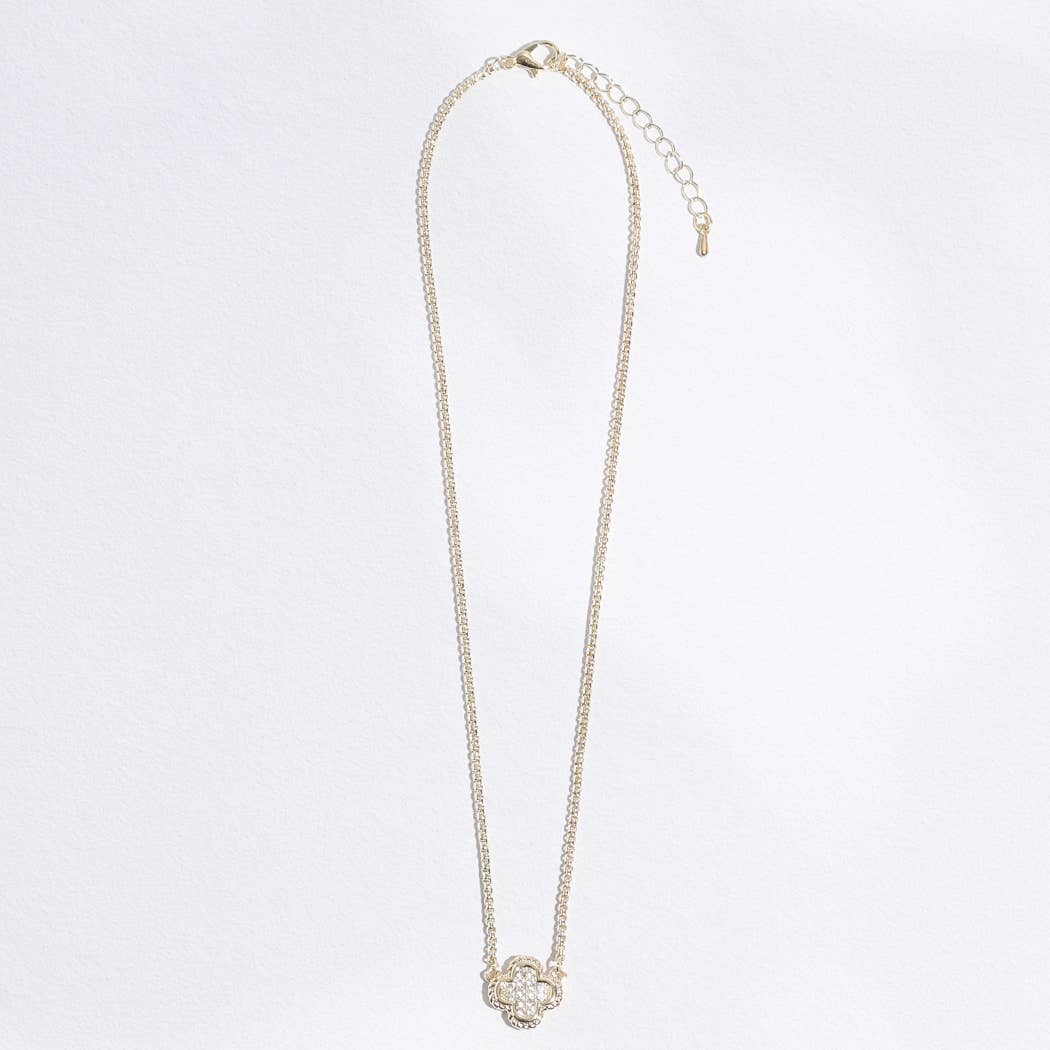 Fashion City - Wholesale Pendant/Charm Necklace - Clover CZ Pave Pendant Chain Necklace10