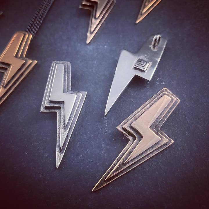 Lightning Bolt Necklace in White Bronze for wholesale by Lost Apostle
