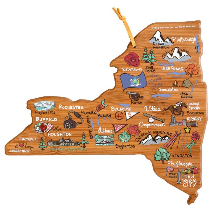 New York Cutting Board with Artwork by Fish Kiss™ for wholesale by Totally Bamboo