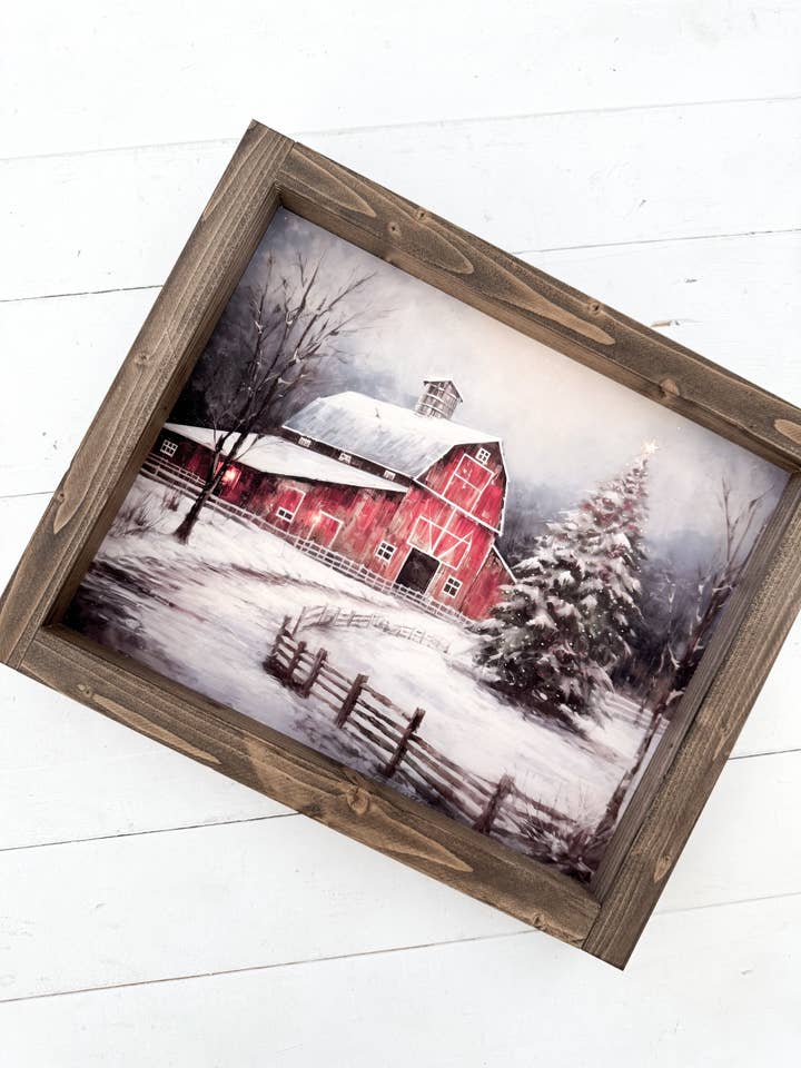Red barn print for wholesale by Ashwood Designs