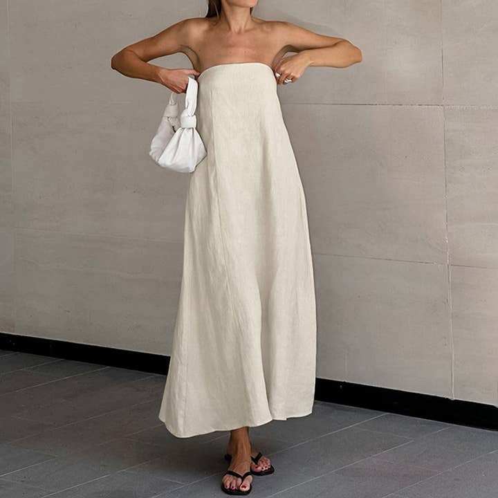 Chic strapless slim solid color tube dress for wholesale by Lily Clothing