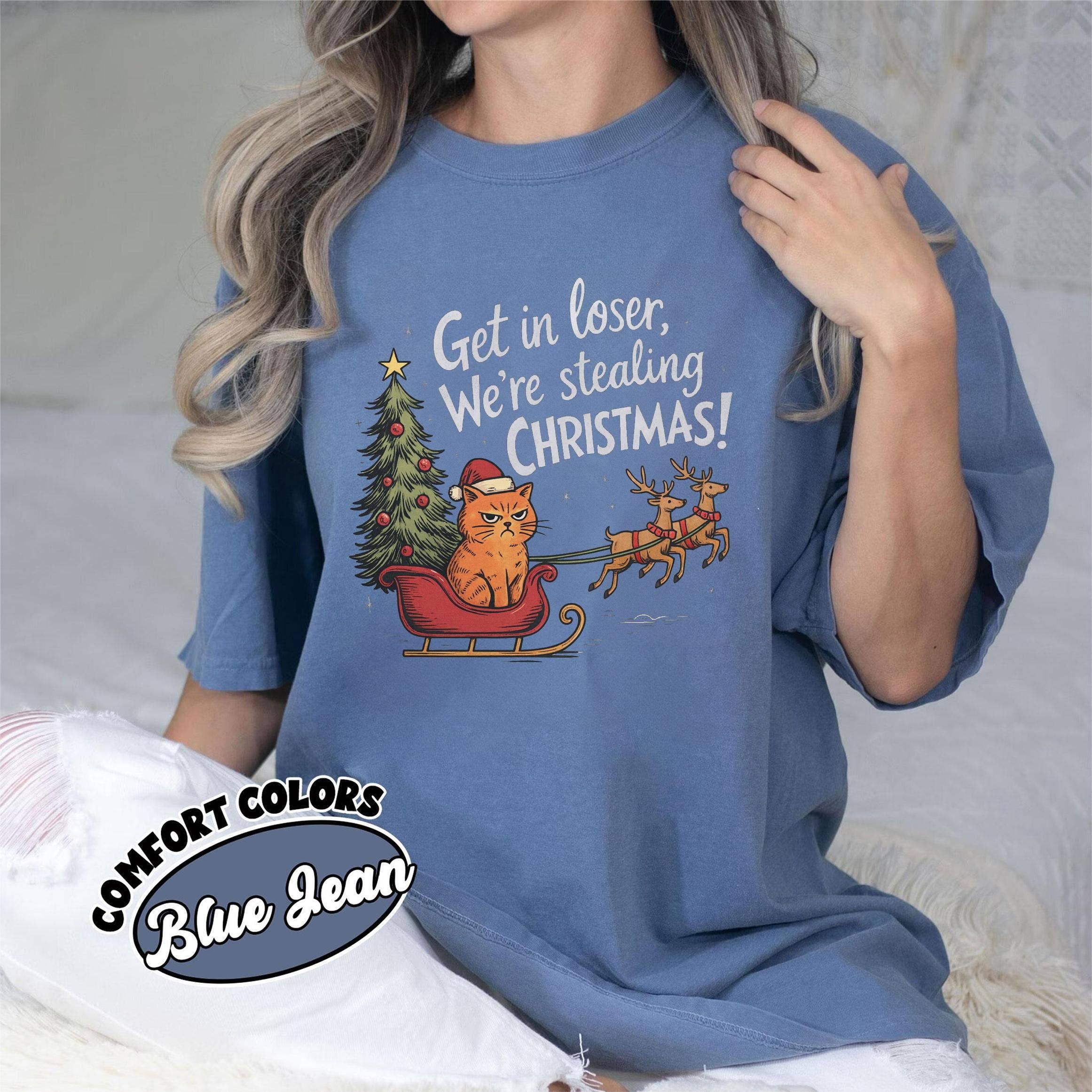 Glaime - Wholesale T-Shirt (Graphic) - Women's -  Get in Loser We're Stealing Christmas Shirt, Xmas Sweater5
