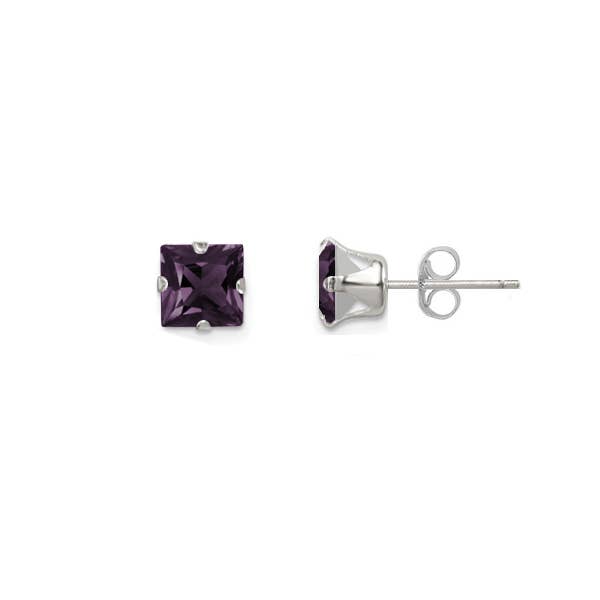 Snooty Jewelry - Vendita all'ingrosso Orecchini a bottone - Orecchini a bottone in argento Sterling, 6 mm, quadrati, con cristalli Swarovski